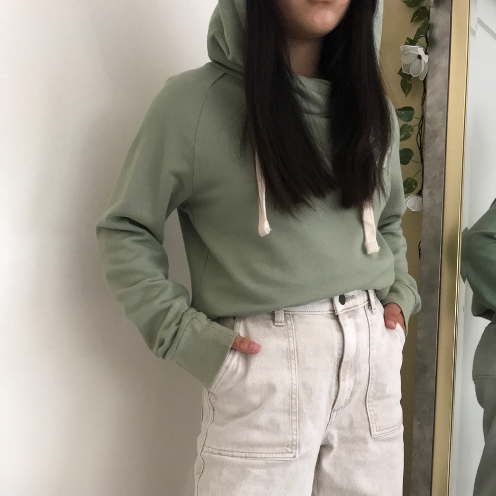 Sage Green With SF Logo Hoodie With Drawstring